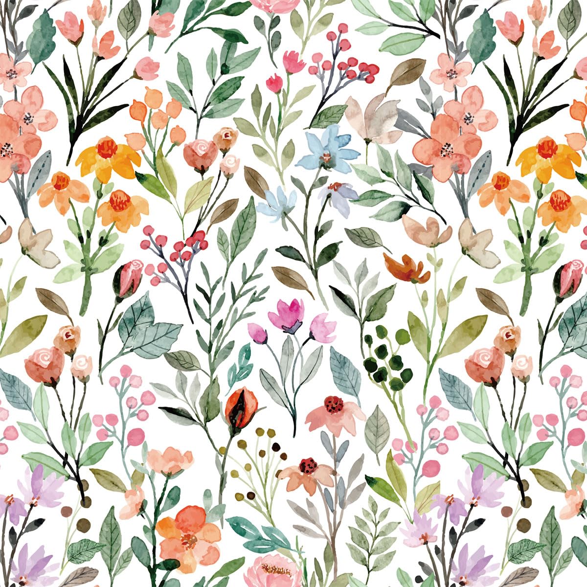 GaliGali Watercolor Floral Shelf Liner Self-Adhesive Removable Contact Paper Vinyl Waterproof Peel and Stick Floral Wallpaper for Home Decor 17.3"x78.7" NO.A05004H-2