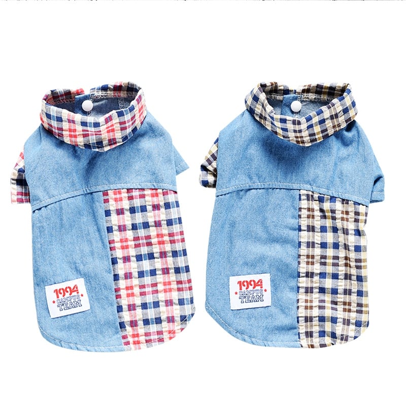 Teddy Dog Summer Plaid Button-Up Shirt