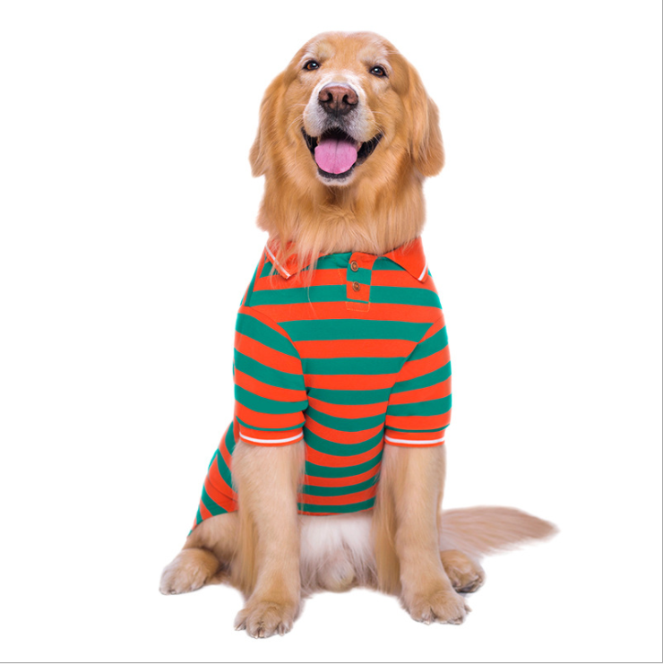 Lightweight Striped Polo Shirt for Large Dogs