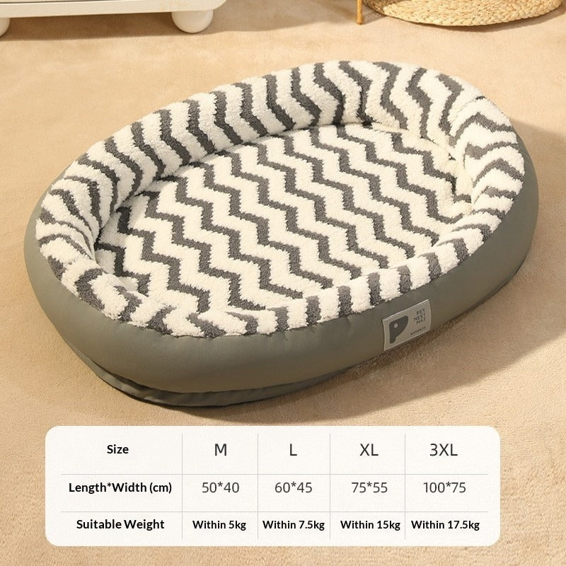 Oval Plush Pet Bed for Cats & Dogs