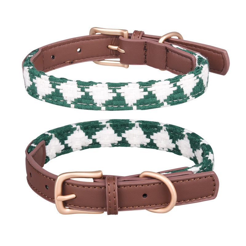 Prismatic Plaid Dog Collar - Soft Woven Design