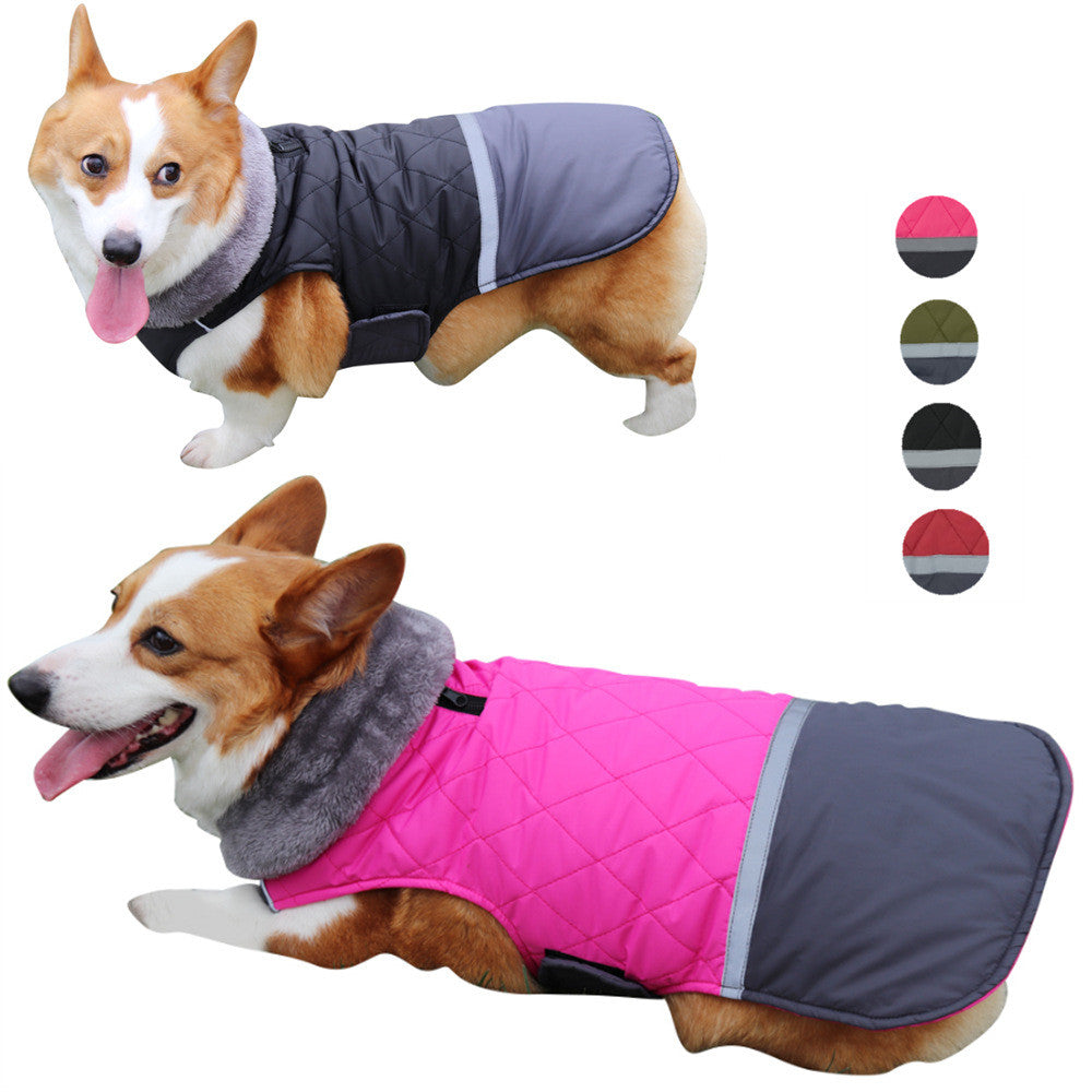 Waterproof Reversible Dog Coat with Fur Collar