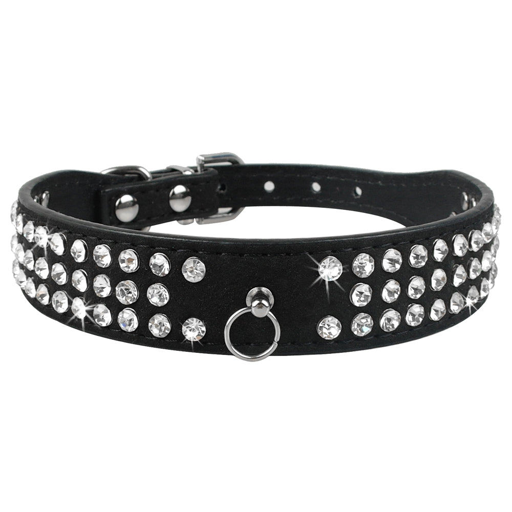 Korean Velvet Pet Leash with Rhinestone Design