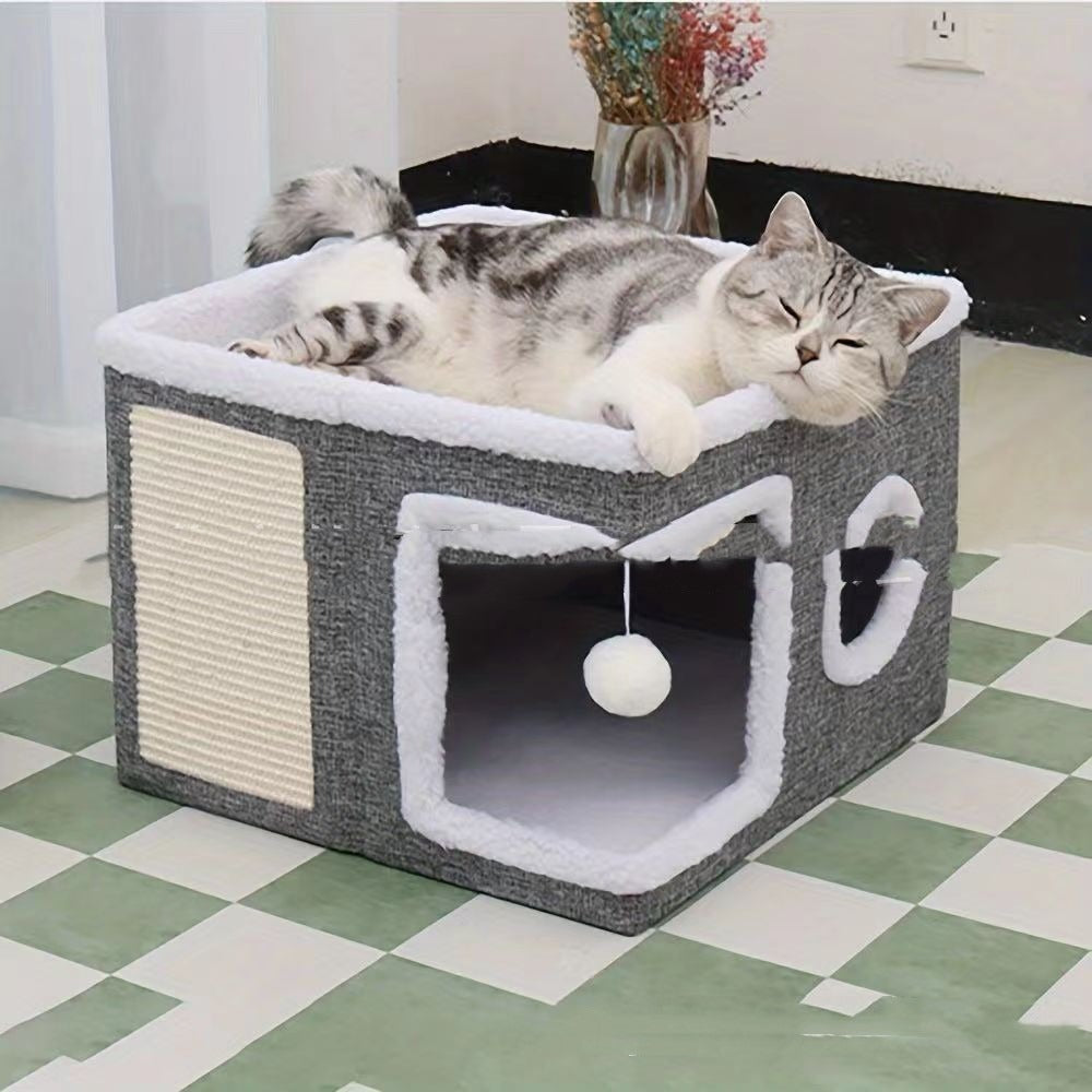 Pet Double-layer Foldable Cat Nest Villa