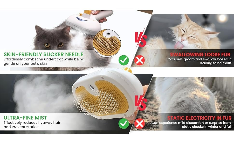 Pet Steam Slicker Brush with Spray