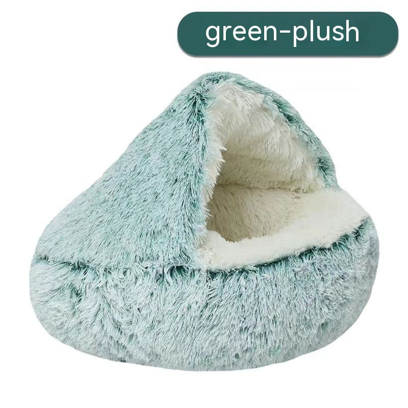 Semi-Closed Cat Bed with Shell Cover for Small Pets
