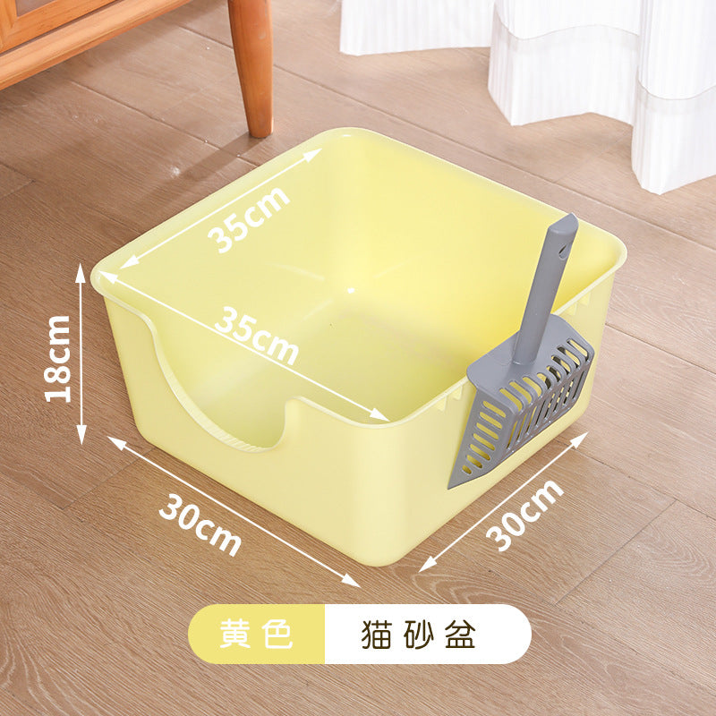 Large Thick Semi-Enclosed Cat Litter Box for Pets