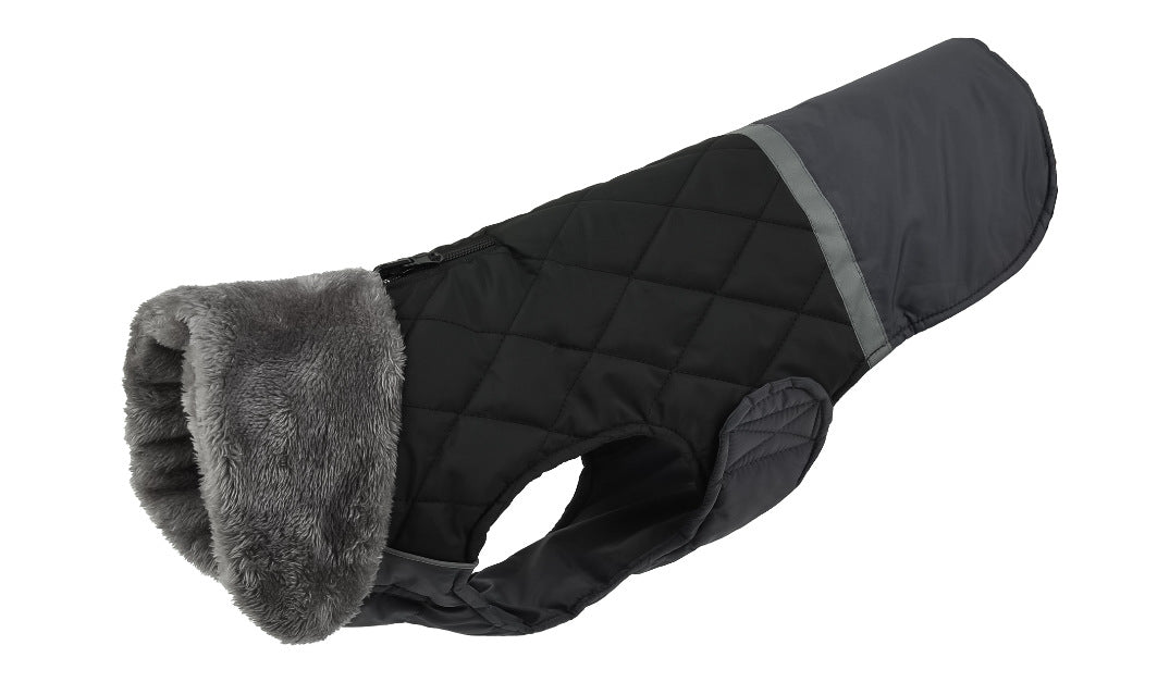 Waterproof Reversible Dog Coat with Fur Collar
