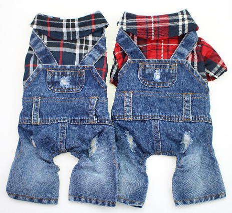 Large Plaid Denim Jumpsuit for Dogs
