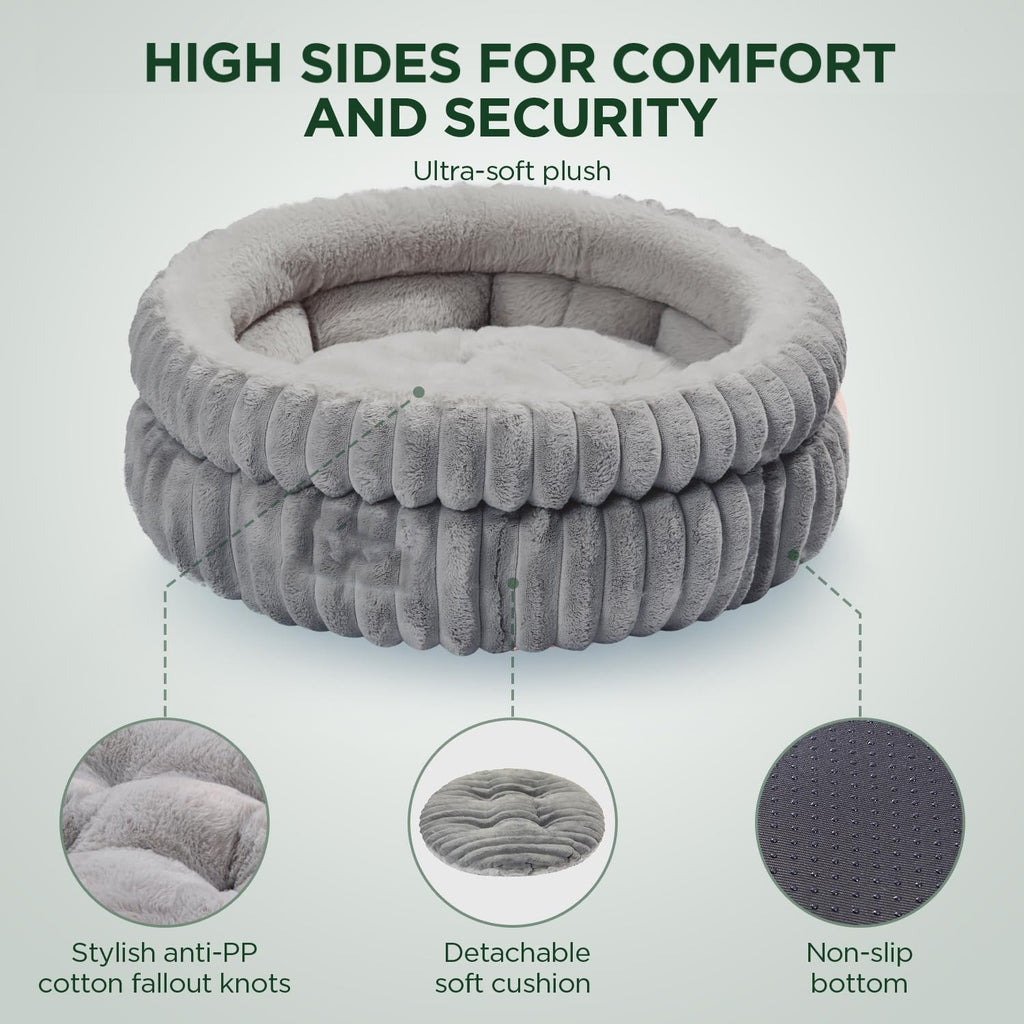 Washable Plush Cat Bed with Anti-Slip Bottom