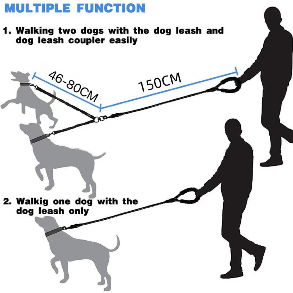 Dual Dog Retractable Leash Nylon Anti-Pull