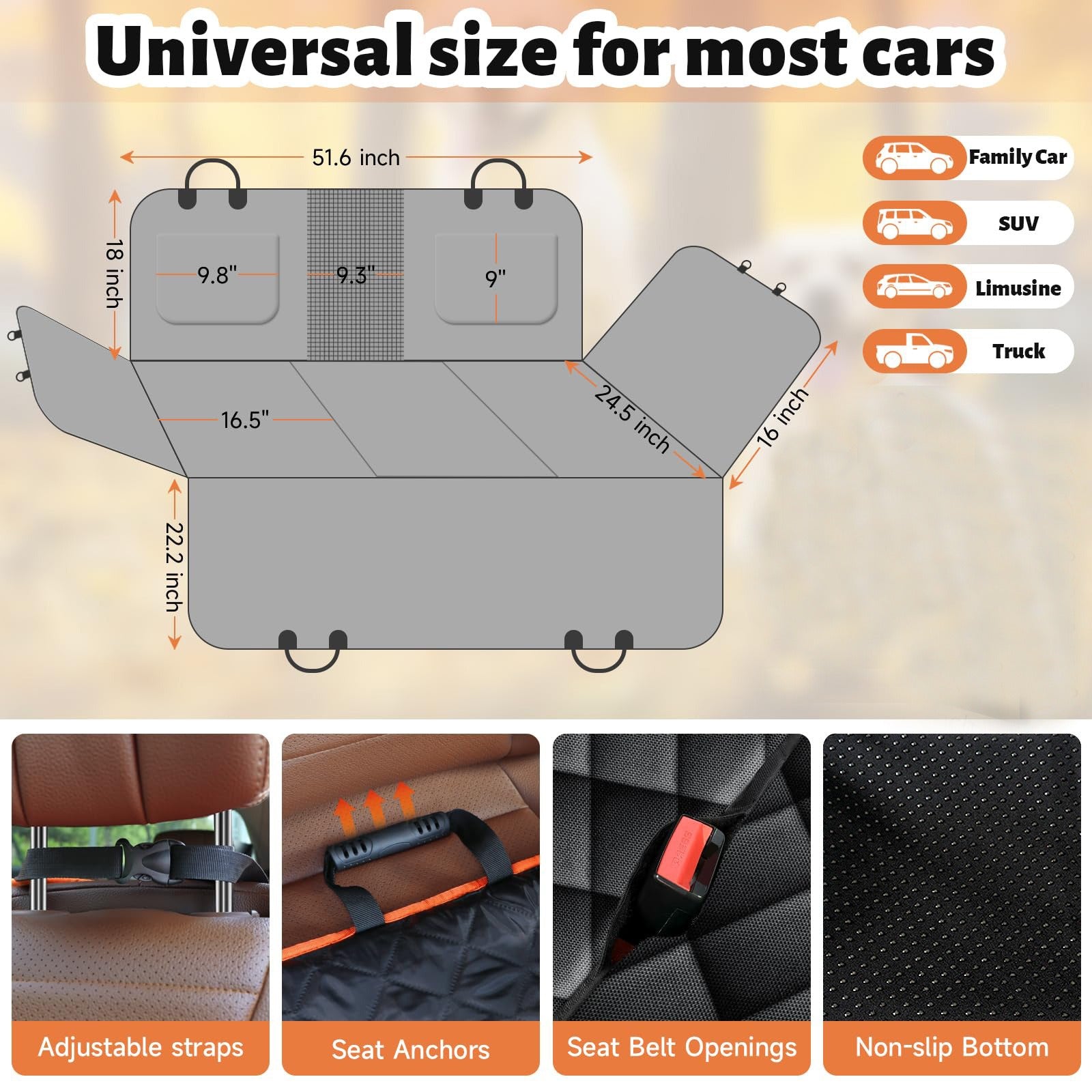 Dog Car Seat Cover Pad