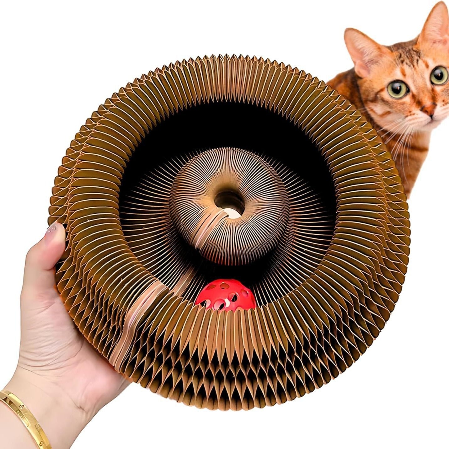 Cat Toy with Bells Accordion Scratching Post