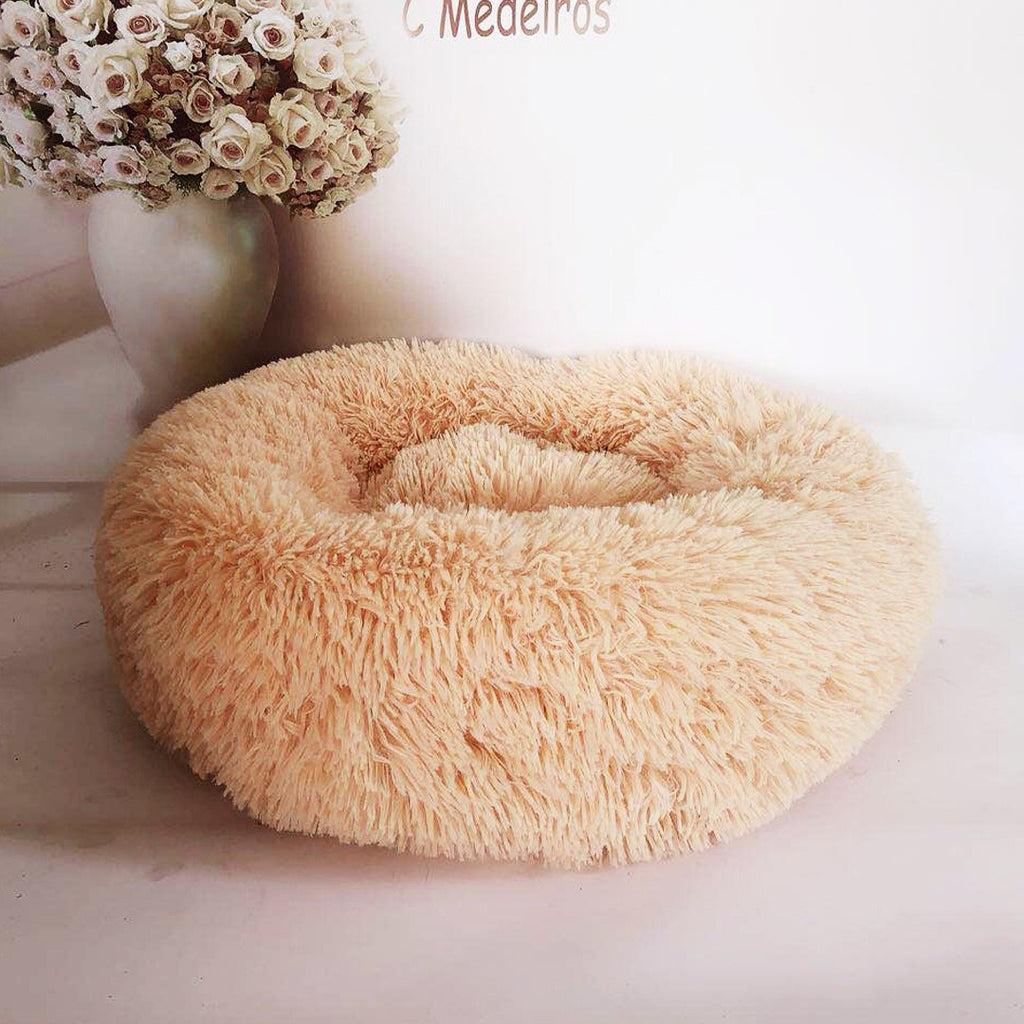 Round Plush Calming Pet Bed for Small Dogs & Cats