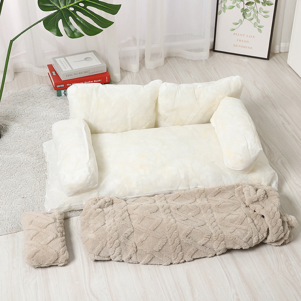 Pet Sofa Bed with Warming Feature, Removable & Washable