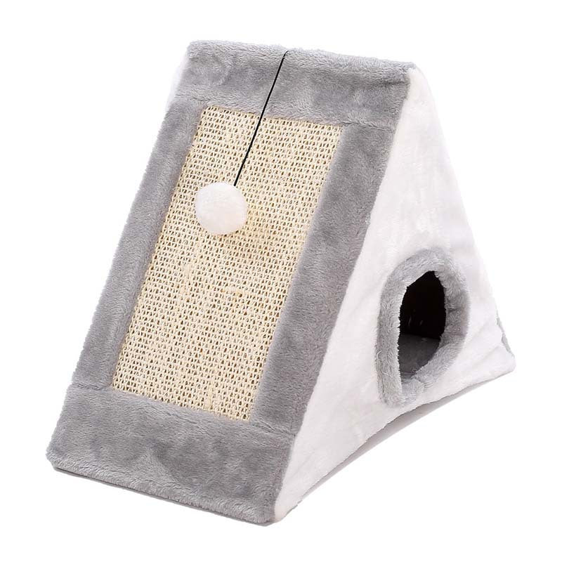 Plush Ball Cat Toy with Scratch Triangle and Climbing Frame