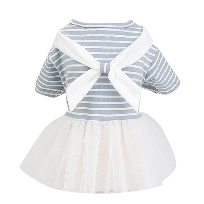 New Spring Summer Dog Clothing with White Bow Dress