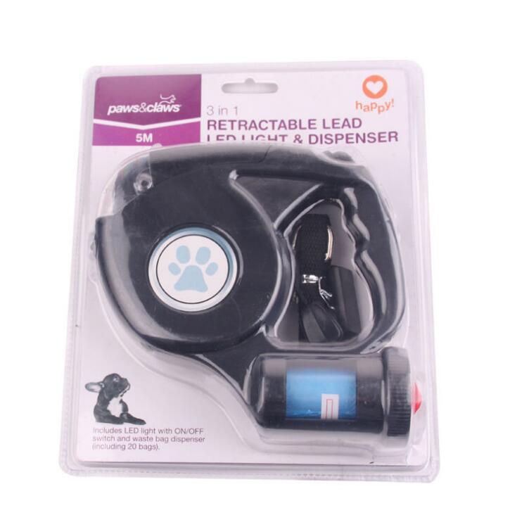 Three-in-One Retractable Dog Leash with Flashlight