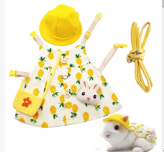 Cute Vest Skirt for Pet Rabbit with Traction Rope