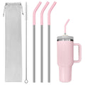 JINRICH Set of 3 Stainless Steel Straws for 40 Oz TumblerFor Stanley 40 Oz Tumbler Reusable Metal Straw with 6 Silicone Tips and 1 Straw Cleaning Brush (pink 40 Straight Straw)