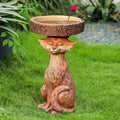 Outdoor Bird Bath Bowl Fox Resin Statue for Garden