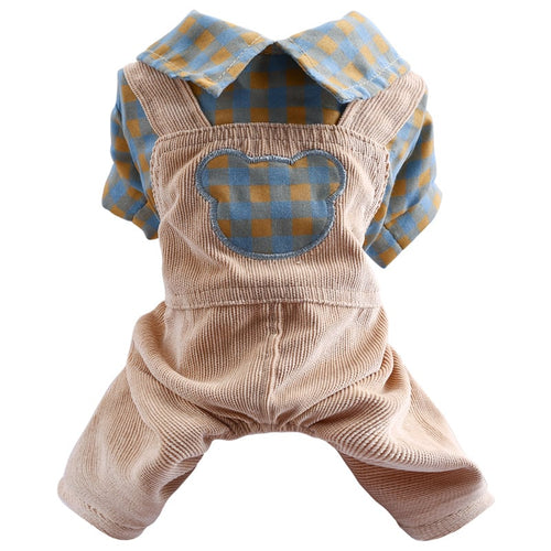 Bichon Dog Rabbit Check Overalls and Clothing