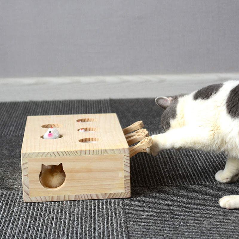 Upgraded Groundhog Cat Toy with Five Holes for Play
