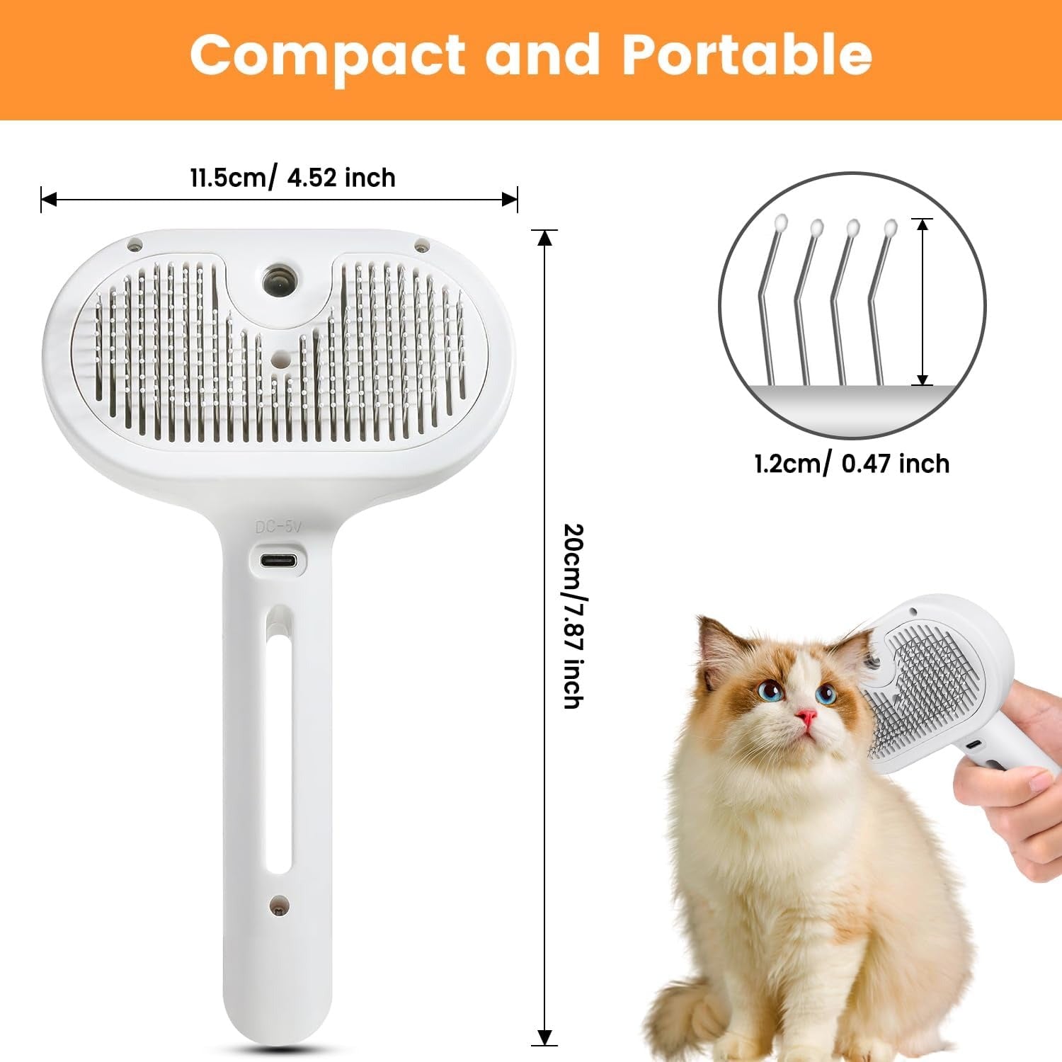 3 in 1 Pet Steam Brush with Spray and Self-Cleaning