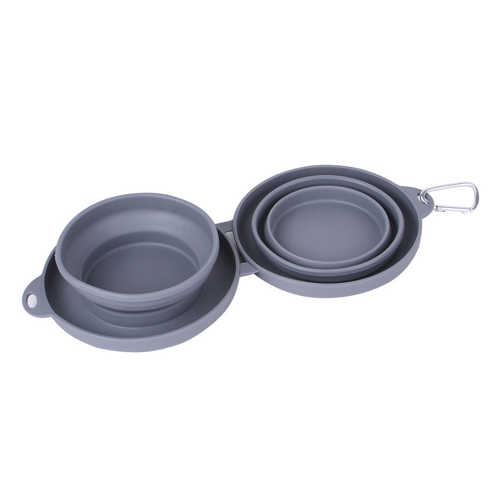 Foldable Double Bowl Pet Feeding Supplies for Cats & Dogs