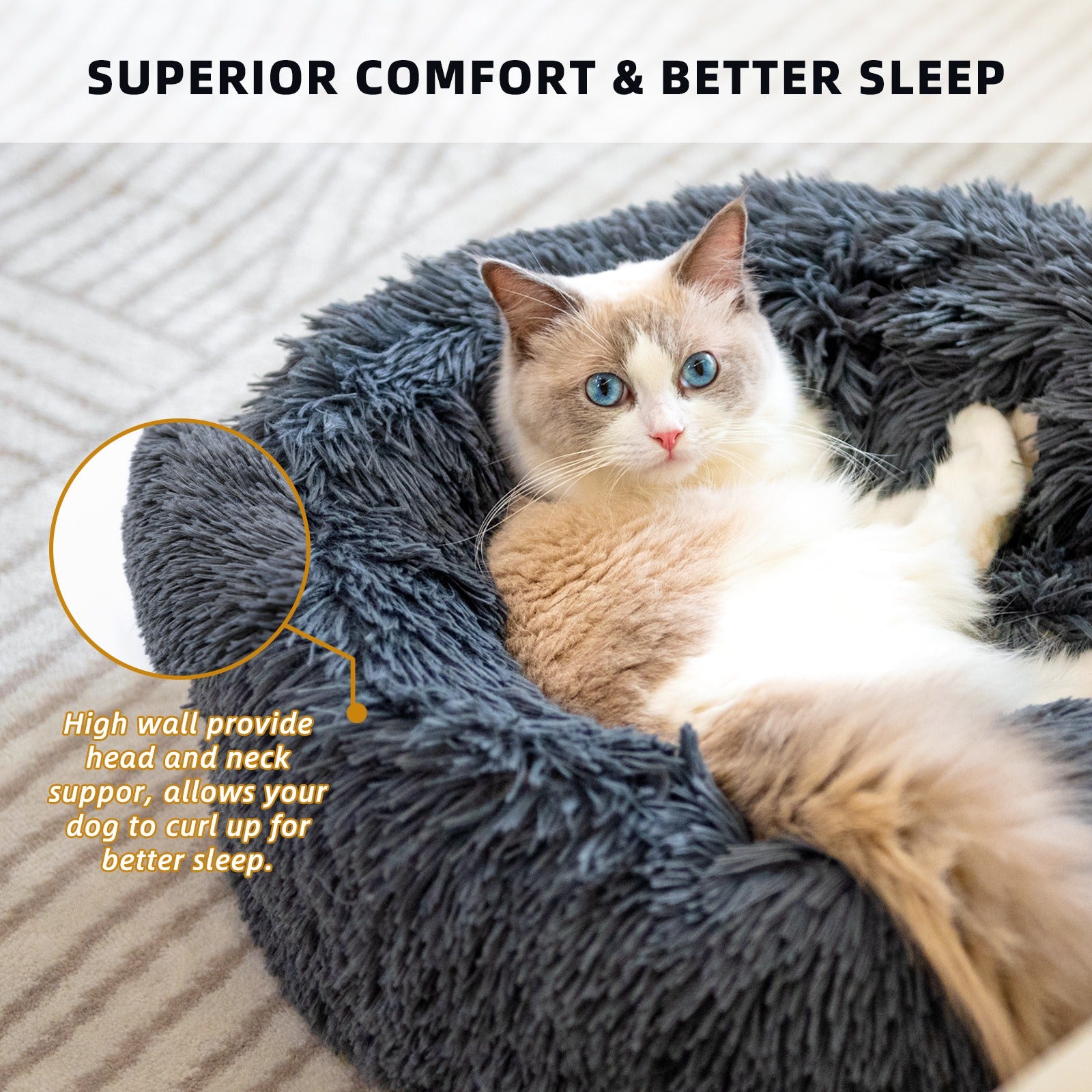 Plush Donut Pet Bed for Small Dogs & Cats