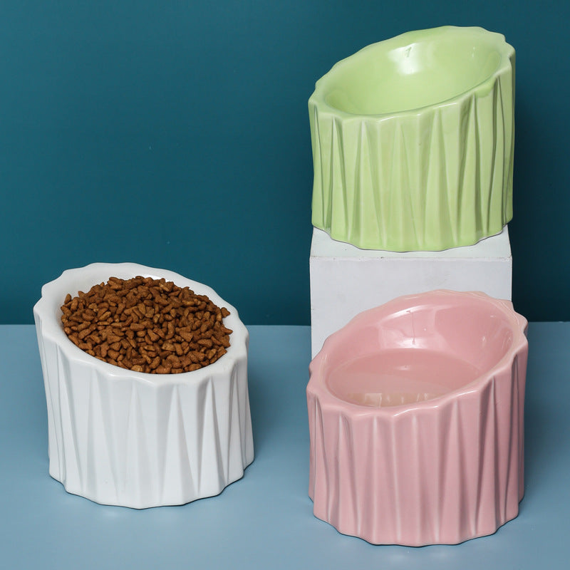 Ceramic Cat Bowl with Elevated Design for Comfort