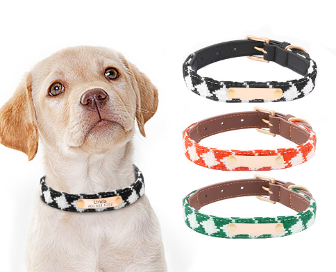 Prismatic Plaid Dog Collar - Soft Woven Design