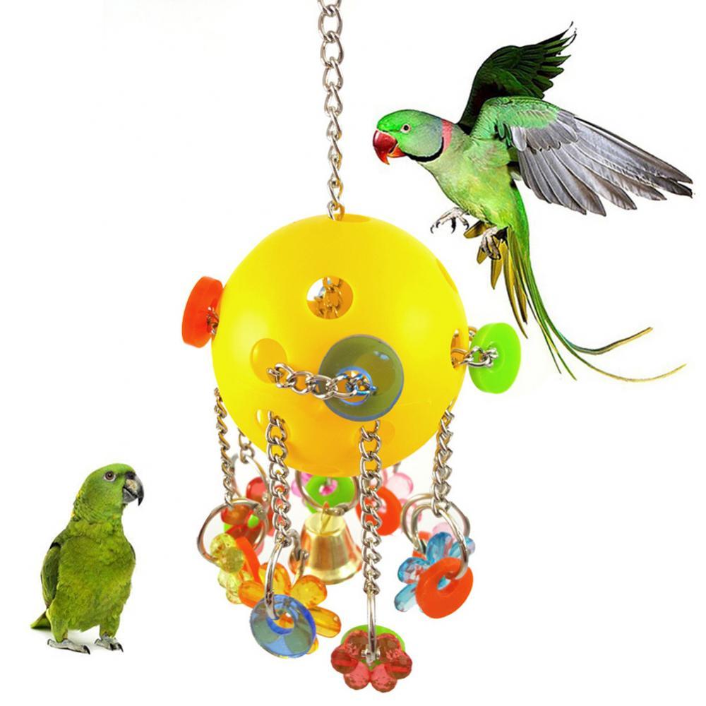 Yellow Flower-Shaped Parrot Chew Toy with Bell Ring