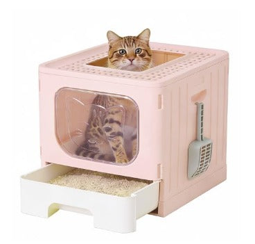 Foldable Covered Cat Litter Box with Scoop