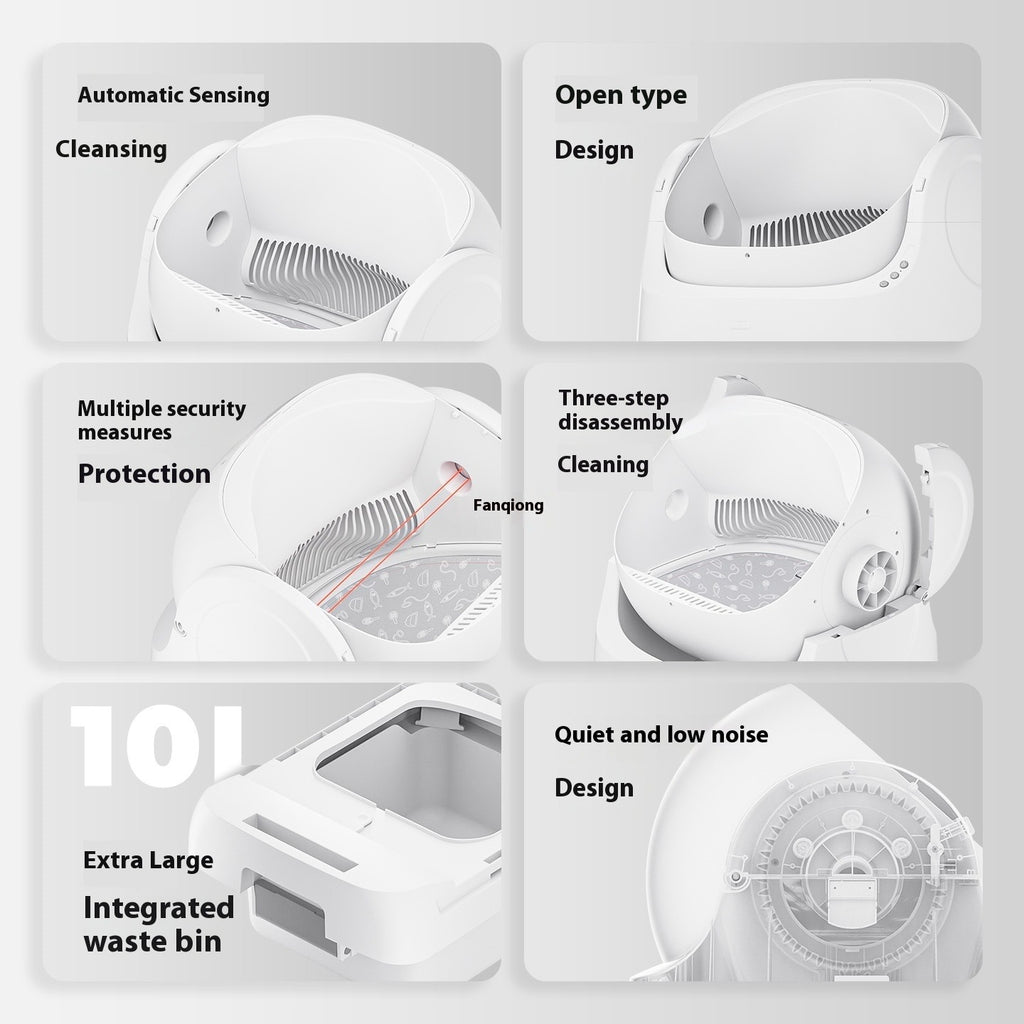 Open Automatic Self-Cleaning Litter Box (White)