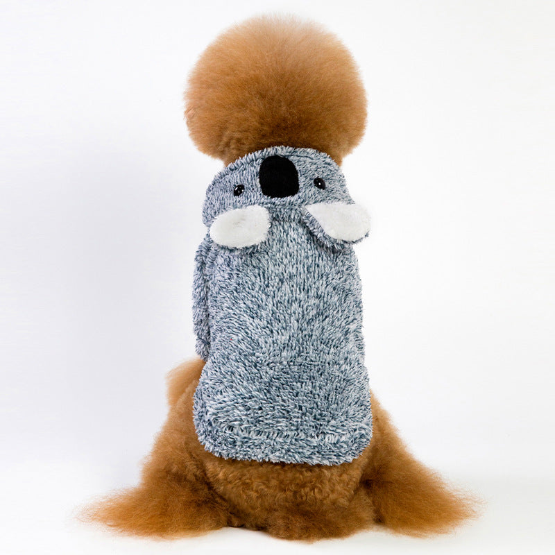 Thick Coral Fleece Sloth Bear Dog Clothes