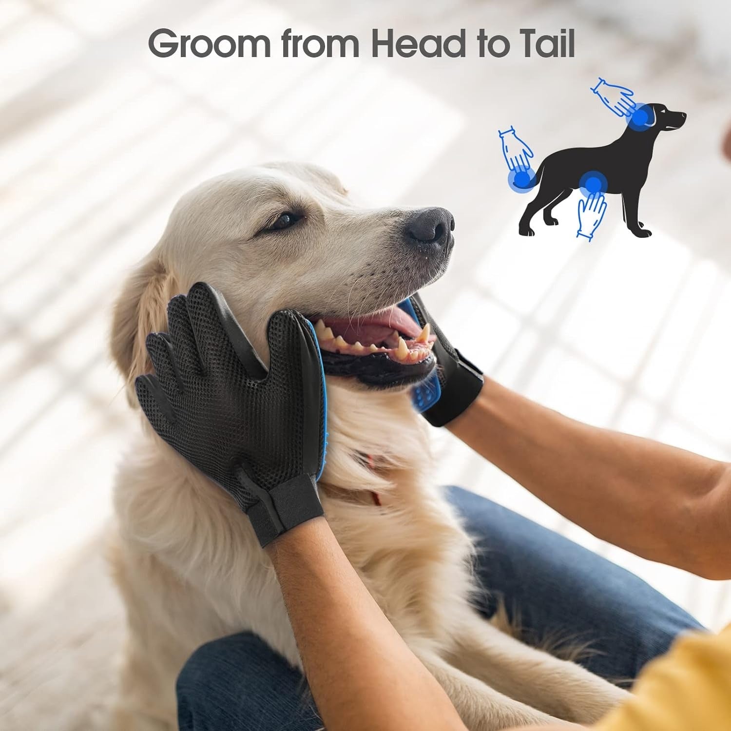 Pet Grooming Gloves for Cats & Dogs