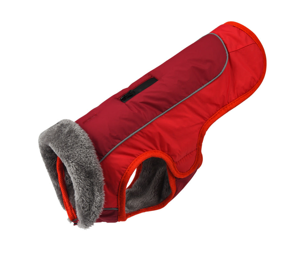 Reflective Waterproof Cotton-padded Dog Clothes with Fur Collar