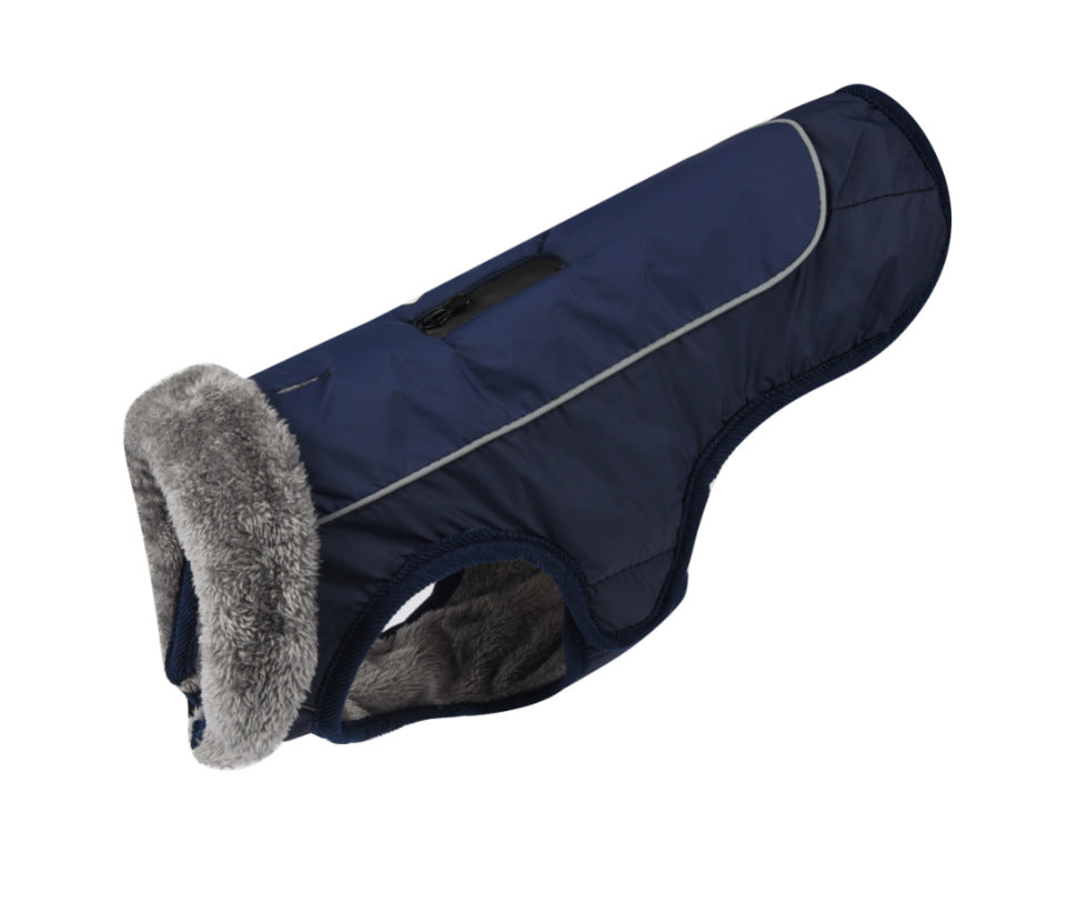 Reflective Waterproof Cotton-padded Dog Clothes with Fur Collar