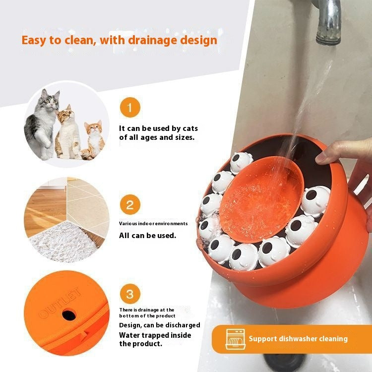 Rotating Food Leakage Cat Bowl Puzzle Toy