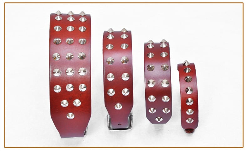 Cowhide Leather Diamond Collar with Alloy Buckle for Pets