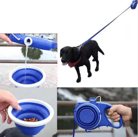 Portable Dog Leash with Built-in Water Bottle