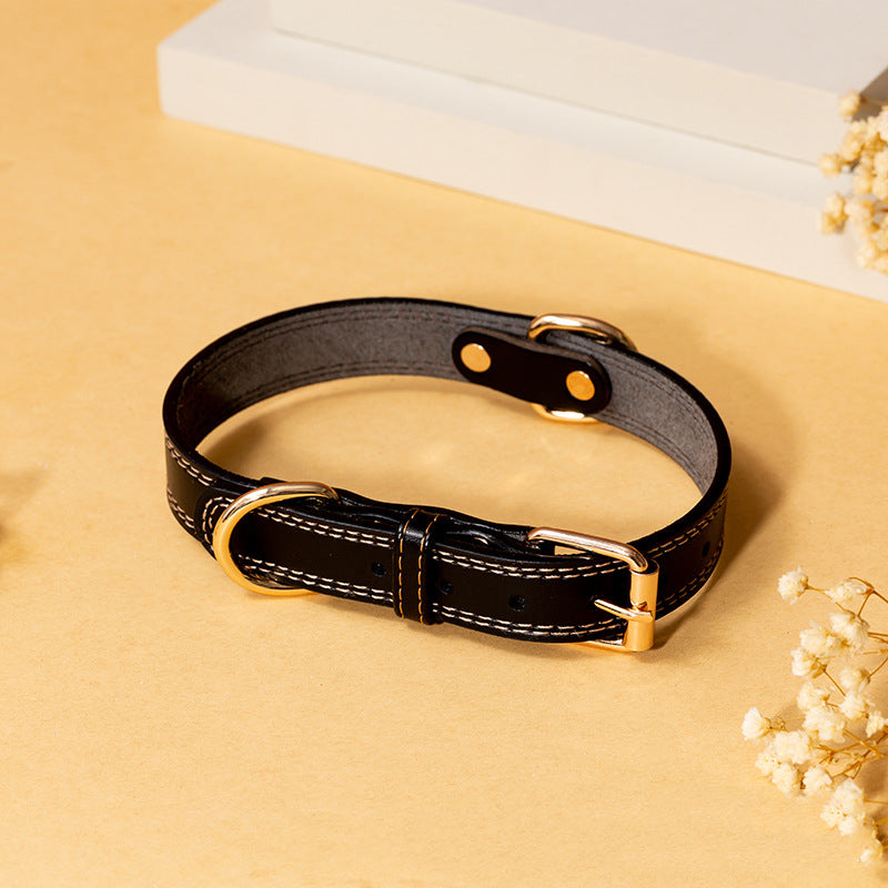 Adjustable Leather Dog Collar for Small to Large Breeds