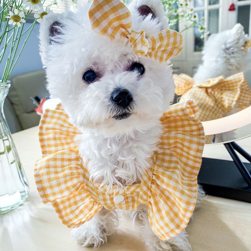 Red Check Bowknot Baby Pet Shirt Outfit