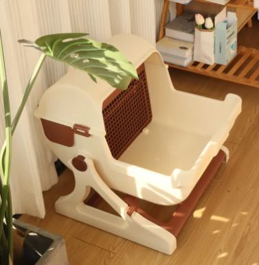 Semi-Automatic Tilting Open Cat Litter Box