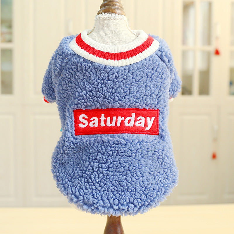 Teddy Dog & Cat Autumn/Winter Fleece Round Neck Outfit