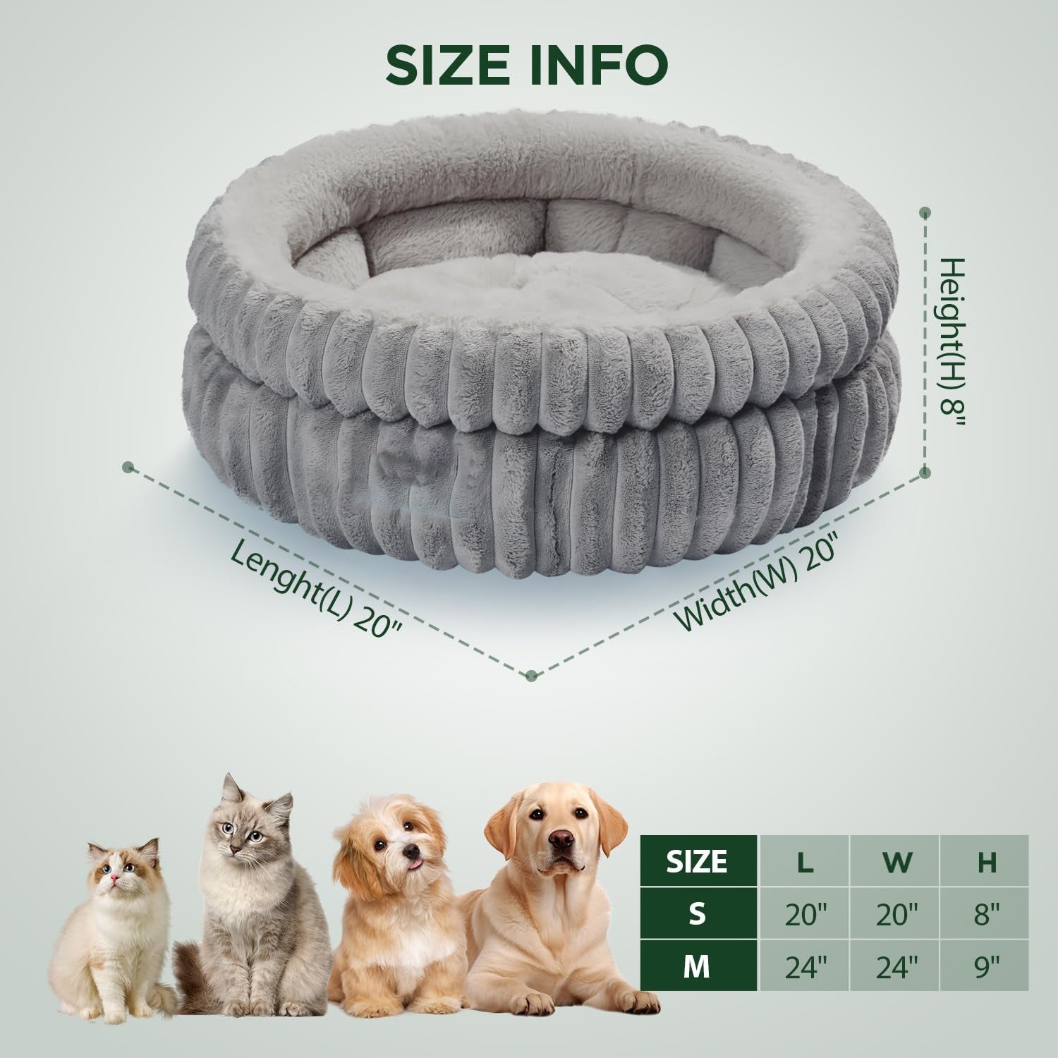 Washable Plush Cat Bed with Anti-Slip Bottom