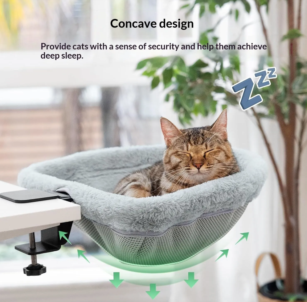 Foldable Cat Bed Attachment for Computer Desk – Space Saving Hanging Pet Hammock