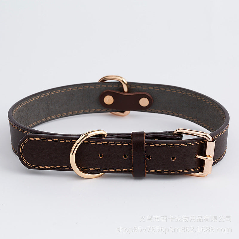 Adjustable Leather Dog Collar for Small to Large Breeds