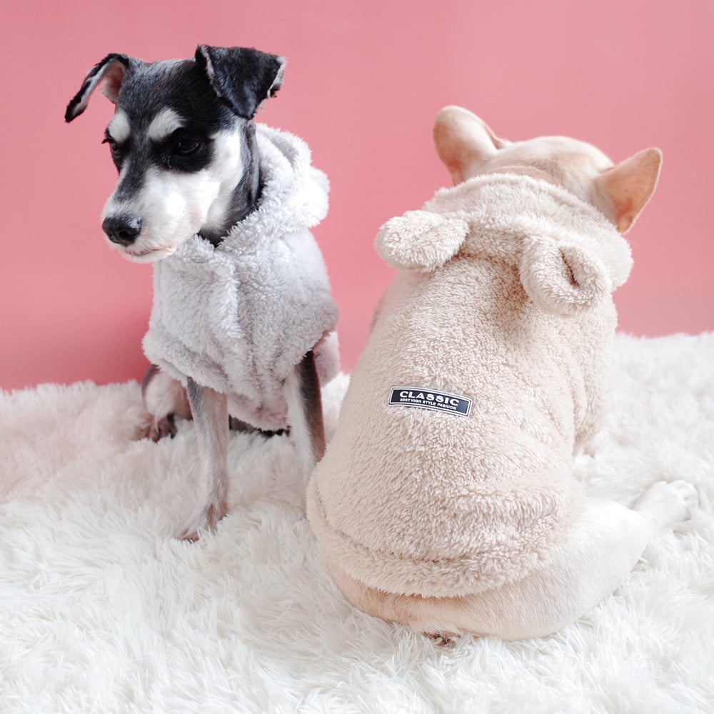 Bear Hooded Vest Coral Fleece for Schnauzer Pets